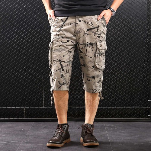 Pantalones cortos de carga para hombre impresos digitalmente debajo de la rodilla varios bolsillos viaje recto - Imagen 8 de 24