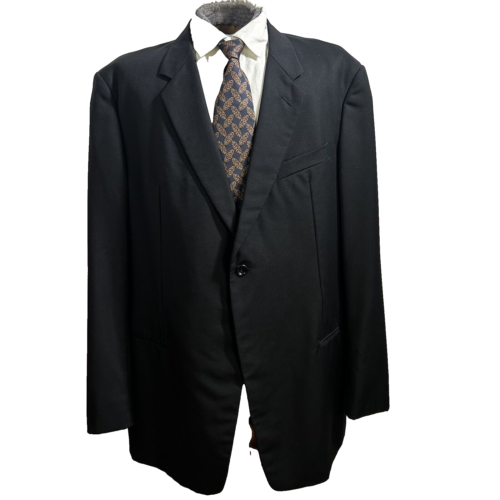 Armani Collezioni Italy Sz 46L Black 100% Wool Mens Blazer Sport Coat Jacket - Afbeelding 1 van 20
