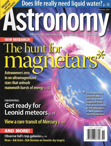 Astronomy Magazine Nov 2006 Magnetars Leonid Meteors Mercury Galaxies Bob Breman - Picture 9 of 9