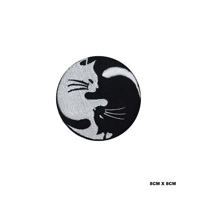 Yin Yang Katze bestickt Aufnäher Bügelbild/Aufnähen Patch für Kleidung
