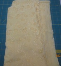 1.5 yds x 56" wide Yellow Embroidered Flowers Sparkles cotton fabric