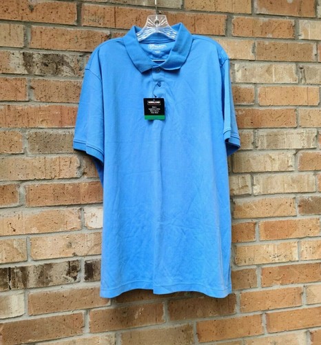Kirkland Signature Men's Polo Shirt Short Sleeves Egyptian Cotton Blue Size M - Picture 6 of 13