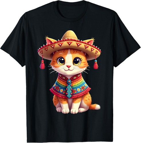 Cinco De Mayo Cute Mexican Cat Sombrero Poncho Cinco De Meow T-Shirt Hoodie