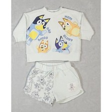Bluey 2018 Graphic Sweatshirt  Short Set Light Blue Toddler 18M Style SCML01F