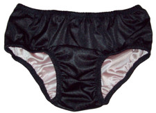 BLACK/PINK NYLON TRICOT POCKET PANTY ENCASED ELASTIC 2 layer panel MEN 28-40"