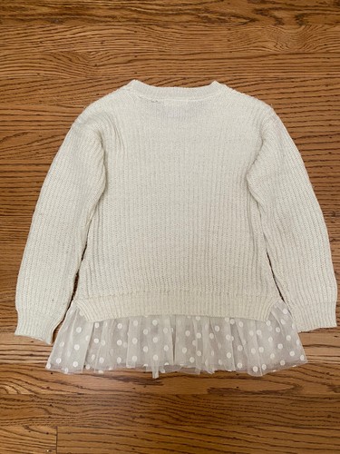 EPIC THREADS Sparkly Thread Off-White Ivory Sweater Mesh Polka Dot Peplum Size S - Picture 3 of 3