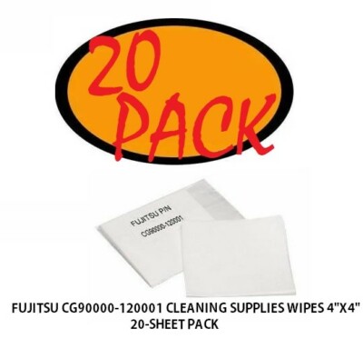 One Fujitsu CG90000-120001 Lent free cleaning cloths/Wipes 4''X4'' 20-Sheet Pack