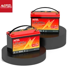12V 24V LiFePO4 60Ah 100Ah Lithium Battery 15000+ Deep Cycle for RV Solar Marine