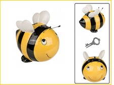 Bee Piggy Bank Yellow Black Ceramic With Lock 15X13X10Cm