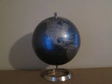 Steel Blue Metallic World Desk  Tabletop Globe On Modern Chrome Base *Taiwan
