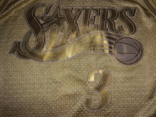 Mitchell & Ness 76ers 2000-01 IVERSON KING MIDAS Golden SPARKLY SWINGMAN Jersey - Picture 9 of 15