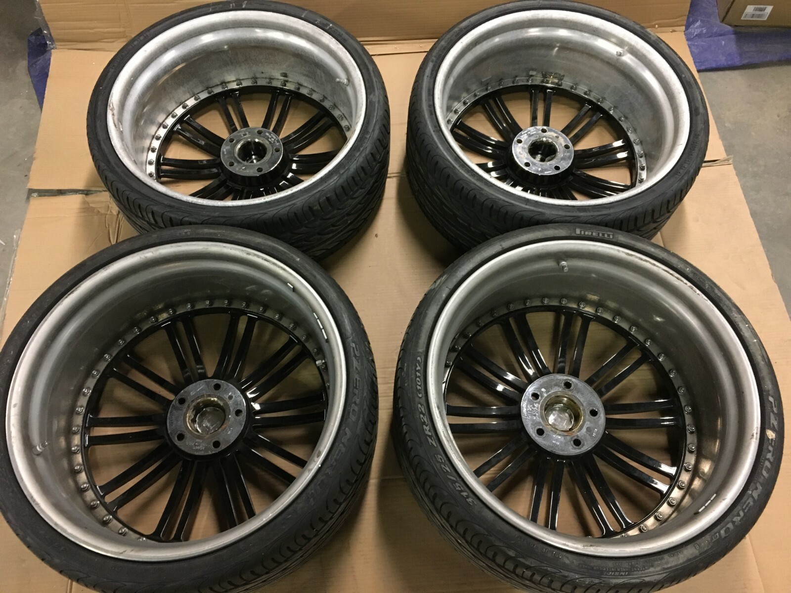 2000-2009 Ferrari 360 F430 Asanti Wheel Rim Set 4Ps Tire 265/30 ZR22 Black
