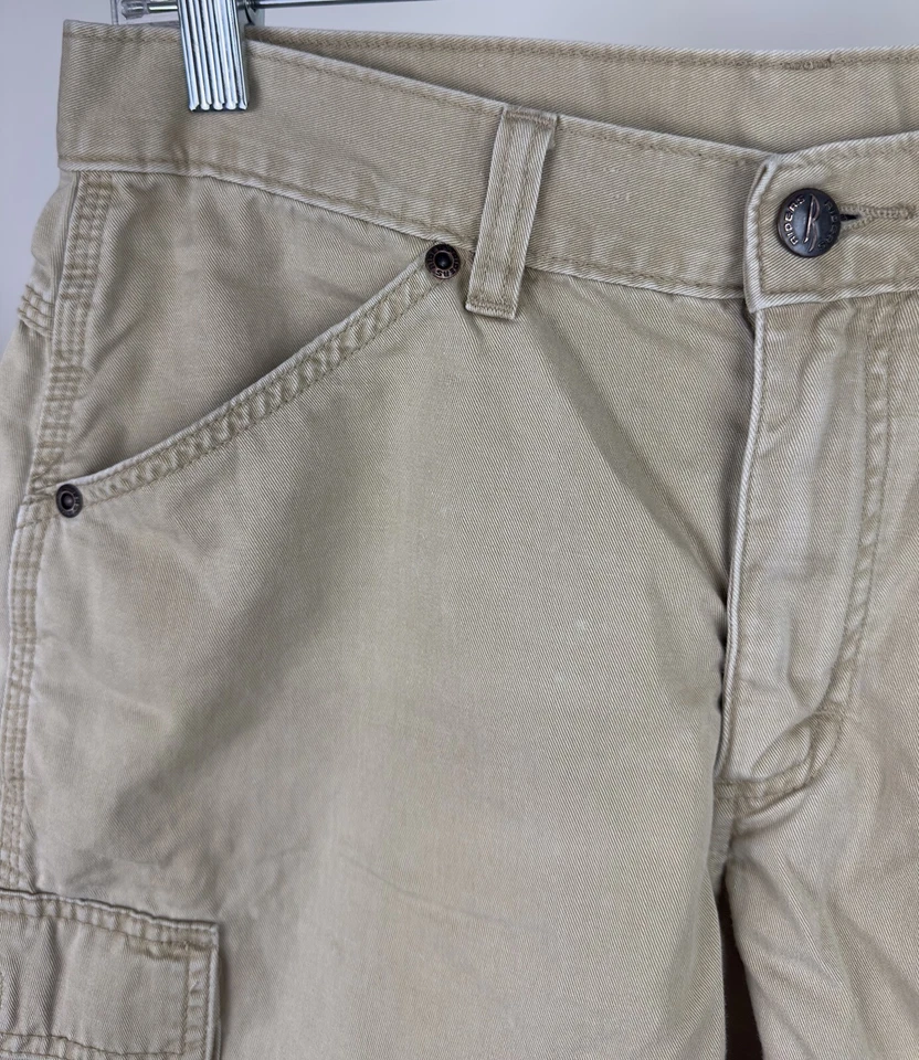 Pantalones Cortos Carga Y2K De Colección Para Mujer 29" Cintura Alta REAL Beige Utilitario Años 2000 Jinetes Foto 4 de 4