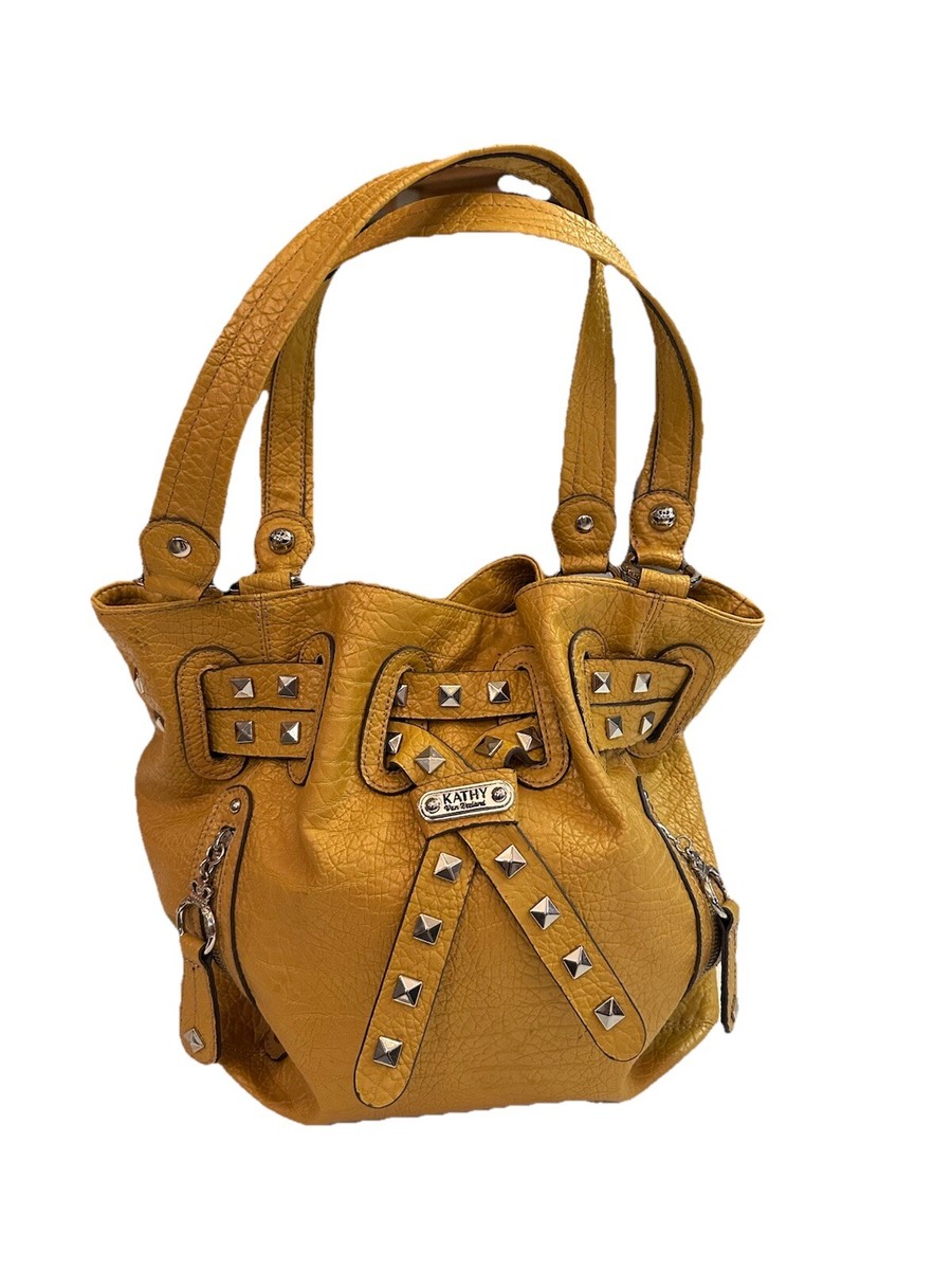 Y2K Kathy Van Zeeland Purse Metal Studded Drawstring Bucket Bag