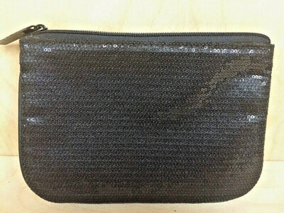Narciso Rodriguez cosmetic bag black with sequins 6.5''x4.75''x0.5''