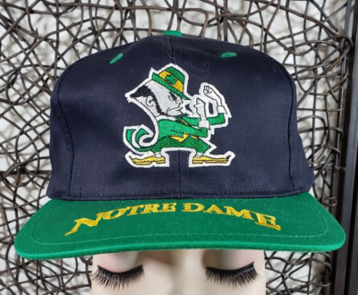 Vintage University of Notre Dame HAT CAP SPELLOUT BRIM 1990s TWINS ENTERPRISE