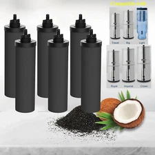 6*Black Purification Elements Water Filter Replacement for Berkey Gravity Filter