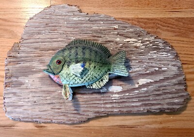 Vintage  Hand Carved Wooden Fish 3D Cabin Lodge Man Cave Fisherman Display