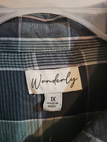 NWT Wonderly Women's Size 1x Ash Plaid Long Sleeve Button Up Shirt. - Picture 3 of 11