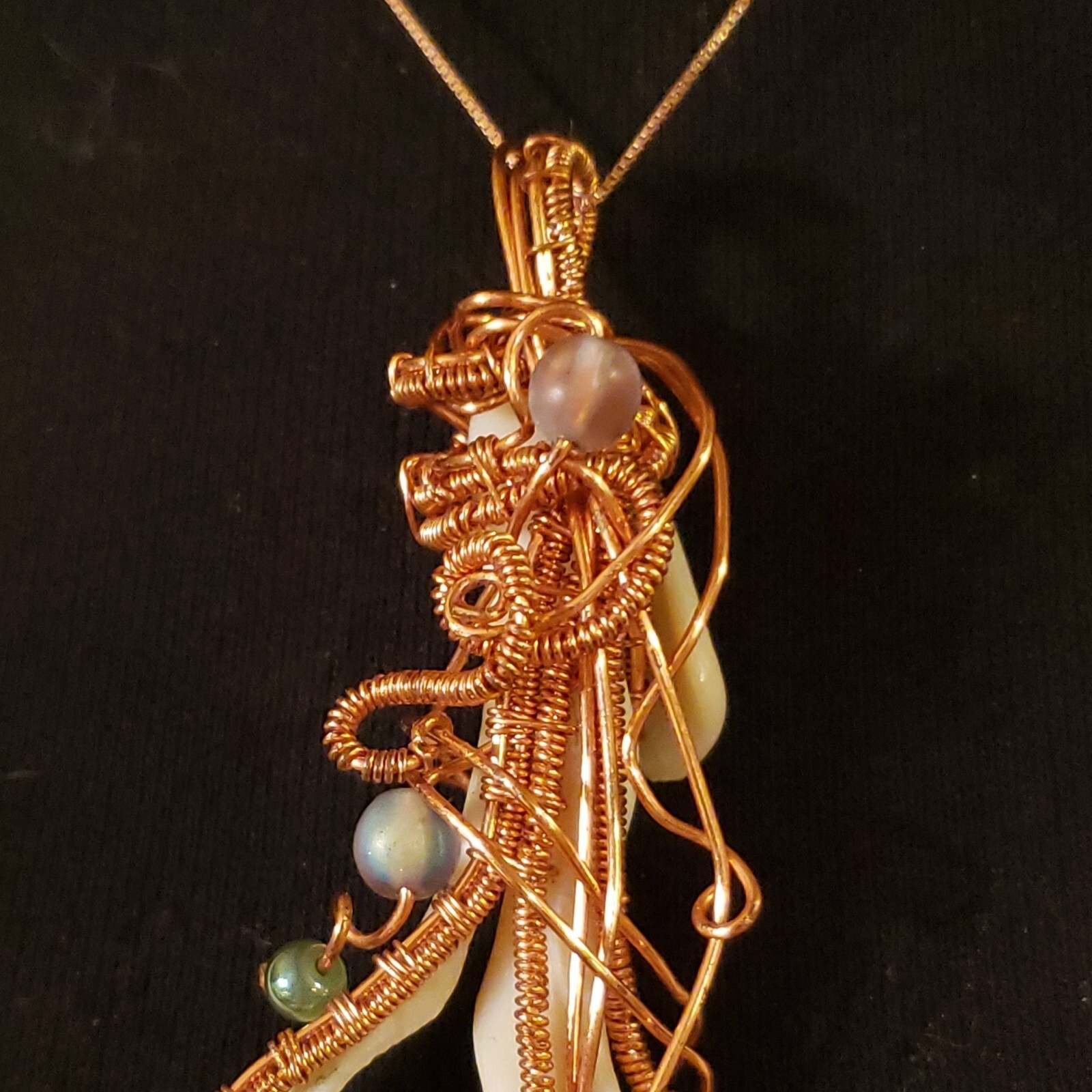 Hand Wired COPPER, SHELL SKELETON, & BEAD Necklac… - image 10