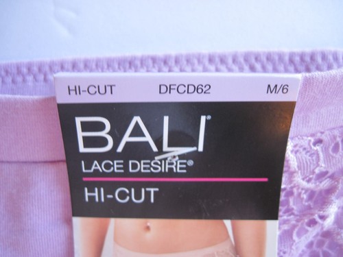 Bali Cotton Desire Hi-cut Brief Panty w Lace DFCD62 CD62 Pink Quartz 6 M FREE S& - Picture 4 of 6