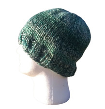 Men's Beanie Hat Cap Hand Knit Slouch Meadow Dream Green Chunky Women