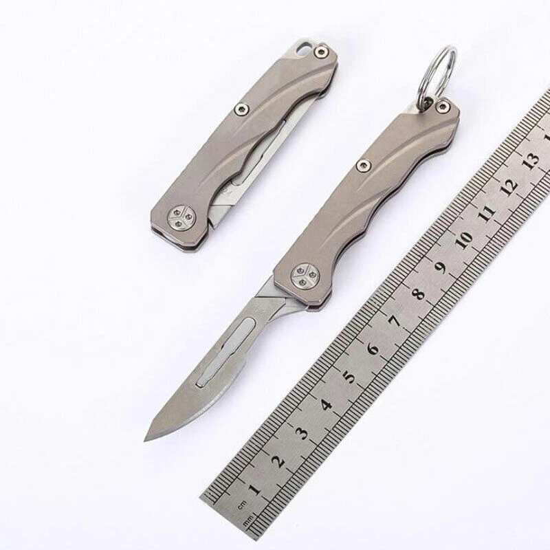 TC4 Titanium Utility Knife Scalpel Blade Pocket Folding Knife Outdoor Travel EDC - Image 2 of 4