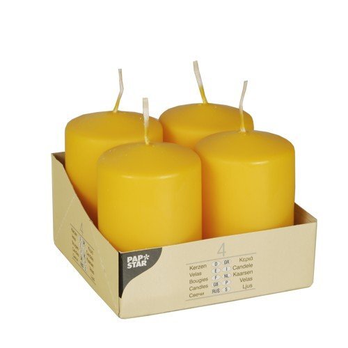 Papstar Stumpenkerzen gelb 4St ACC NUOVO