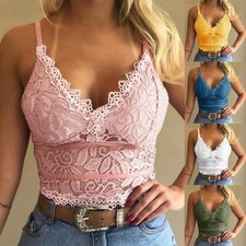 Women Lace Floral Bralette Bralet Bra Bustier Vest Crop Top Cami Tank