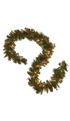 National tree pre-lit crestwood spruce 9-foot garland with clear lights (729083173752)