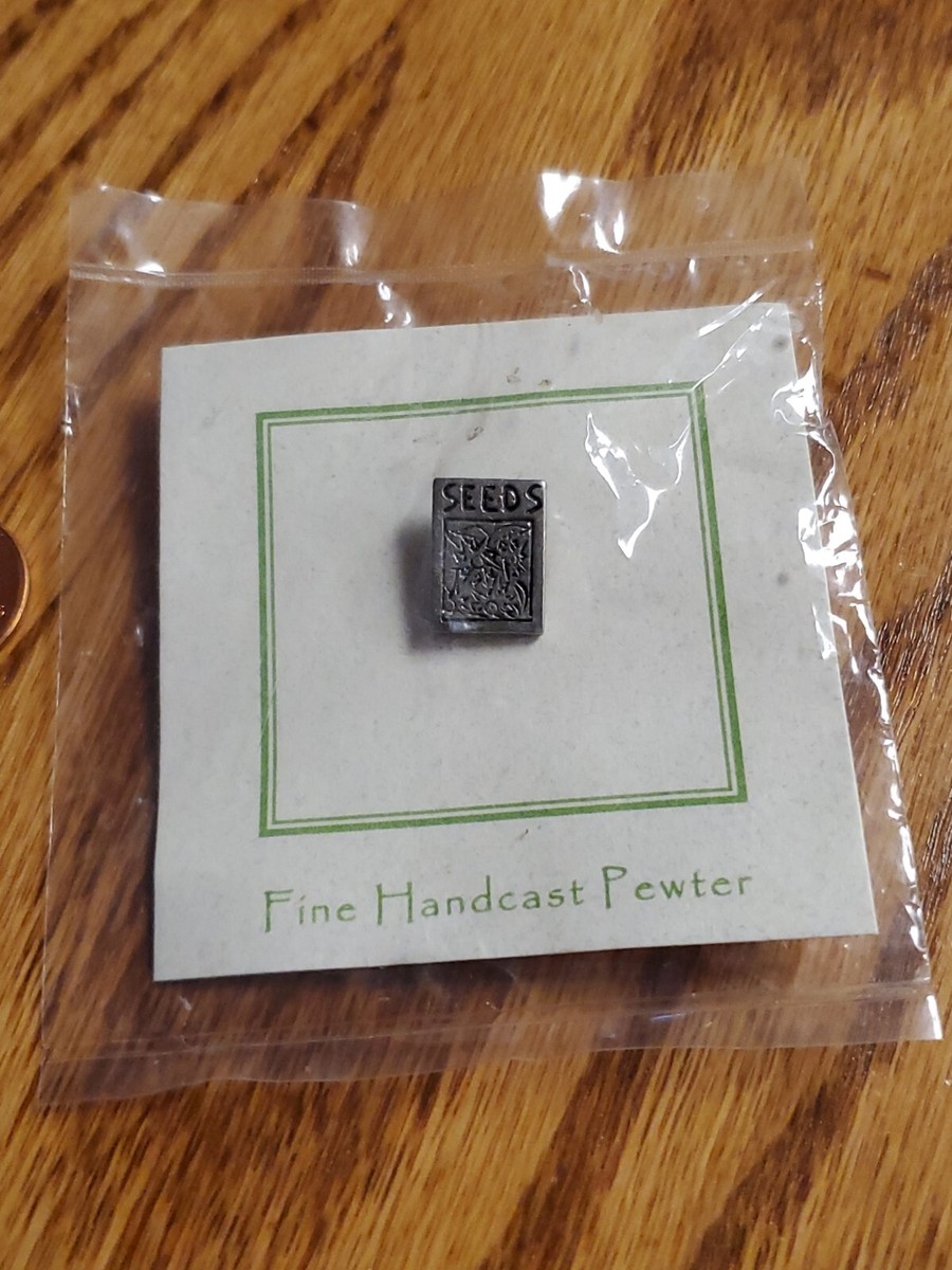 Handcrafted Pewter Seeds Pin Brooch Signed CLIFT Seeds Gardener qq