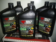 6 QUART WOLF'S HEAD MOTOR OIL SYNTHETIC BLEND 15W-40 HD DIESEL GASOLINE ENGINE