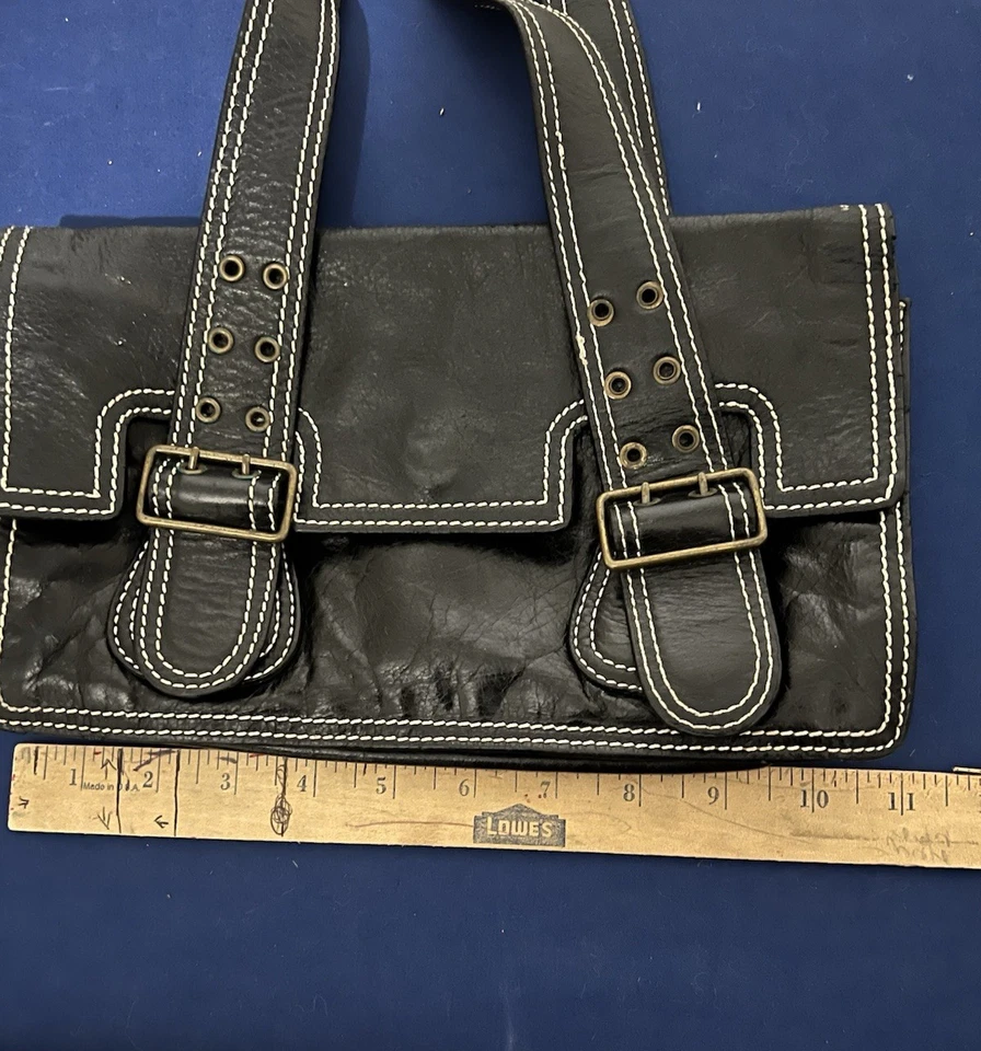 BOLSO DE HOMBRO PEQUEÑO CYNTHIA ROWLEY CUERO NEGRO Foto 4 de 4