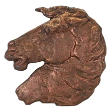 RARE Vtg Michael Bonne Solid Copper Hand Hammered Horse Head Pan Signed XL NICE!