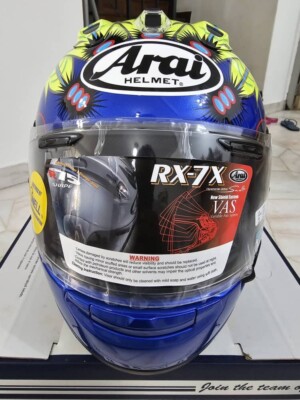 Arai Rx 7x Scott Russell Blue 1x (M) & 2x (L) Left | FIA Approved