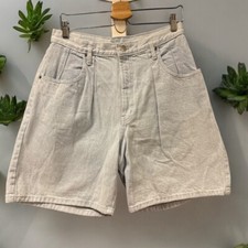 Vtg Size 13/14 90s High Waist Pleated Mom Shorts Denim Bermuda High Rise Pockets