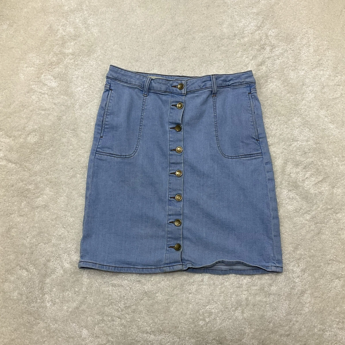 KUT From The Kloth Womens Size 10 Button Front Cindy Denim Jean Skirt | eBay