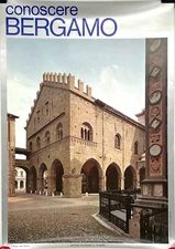 Vintage Original Bergamo Italy Italian Travel Poster - 19"x 27"