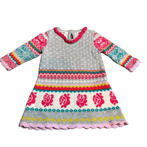 United Colors Of Benetton Baby Mädchen Wollmischung Blumenmuster Kleid Größe 1-3 Monate
