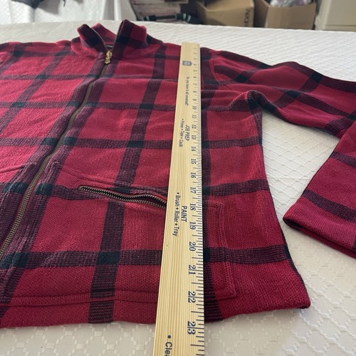 Ralph Lauren Sweater Womens Sz L Red Plaid Full Zip Cardigan Cotton LRL Tartan - Picture 9 of 13