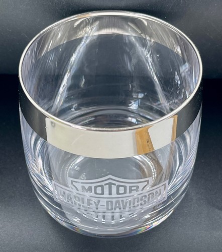 2 Harley Davidson Roly Poly Rocks Barware Vidrio Grabado Retro Plata Banda Borde - Imagen 6 de 6