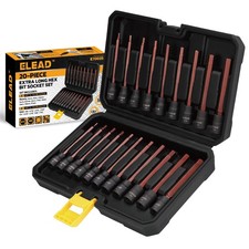 Extra-Long Allen Hex Bit Socket Set: 20-Piece 3/8 Inch 125MM, Red&black