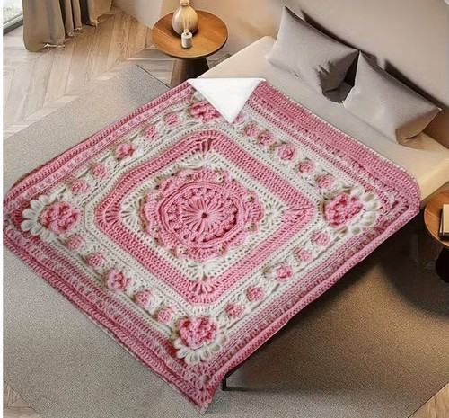Coperta retrò all'uncinetto della nonna 30x40 pollici. Coperta neonato o giro stampato in 2D - Foto 3 di 6