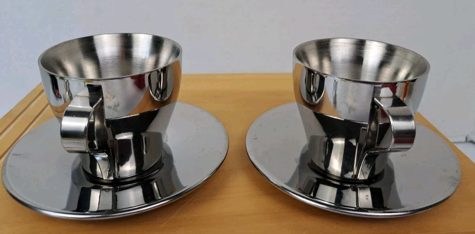 Juego de 2 tazas y platillos espresso demitasse aislados de acero inoxidable IKEA   Foto 2 de 4