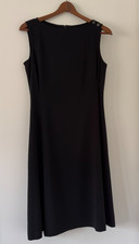 Lauren Ralph Lauren Black Sleeveless Boat Neck Button Shoulder Dress Womens 10