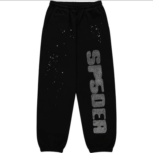 SP5DER Black Big Rhinestone Sweatpants Size XL Authentic Rare New with Tags