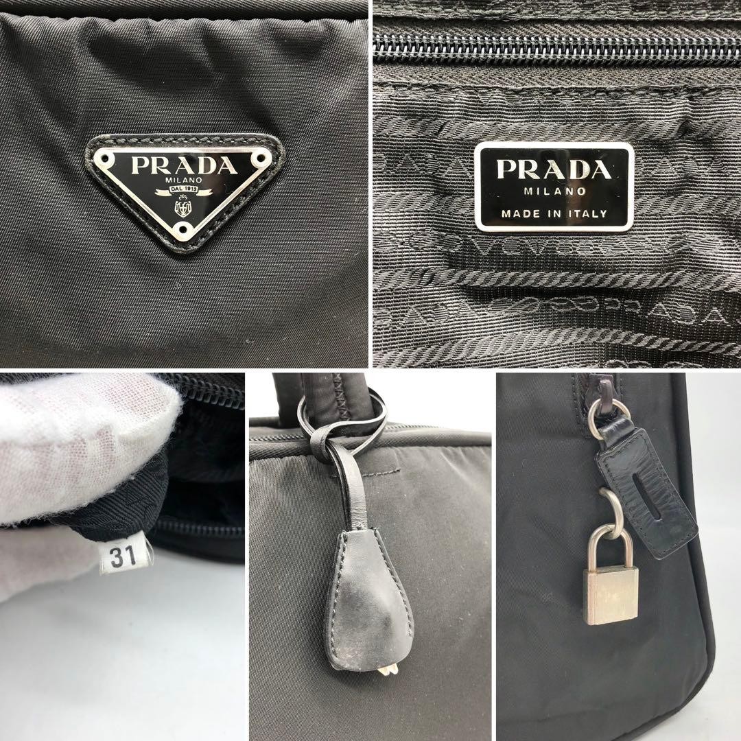 バッグ PRADA TESSUTO NYLON MINI BOSTON HAND BAG PRADA Tessuto Nylon Leather Mini Boston Hand Bag Black Triangle