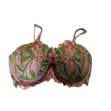 Victorias Secret Dream Angels Wicked Pink Floral Embroidered Bra 32DDD Coquette
