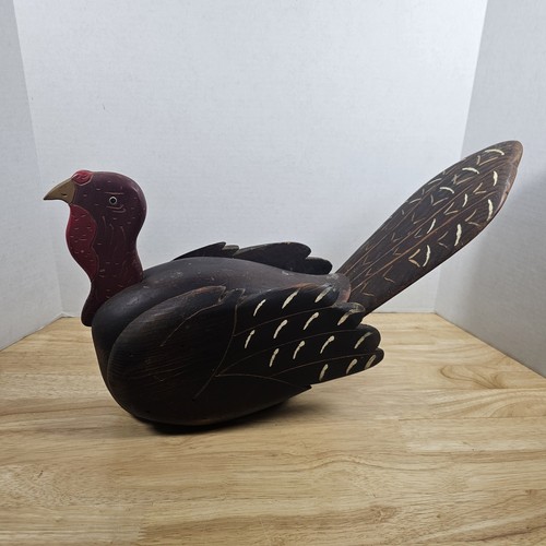 Beaver Creek Wooden Turkey Folk Art Hand Crafted Beaman Iowa 17” Long Vintage