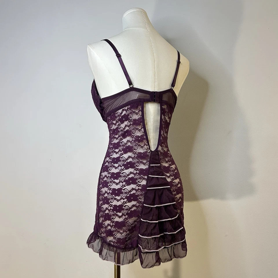 Busto Y2K Bustier Púrpura Encaje Fairycore Cachicho Oscuro Coqueta 34-40 Pulgadas Foto 4 de 4